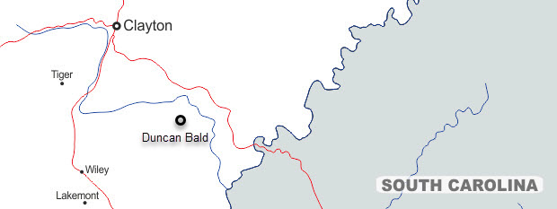 Location of Duncan Mountain (Duncan Bald) Georgia, USA in Rabun County